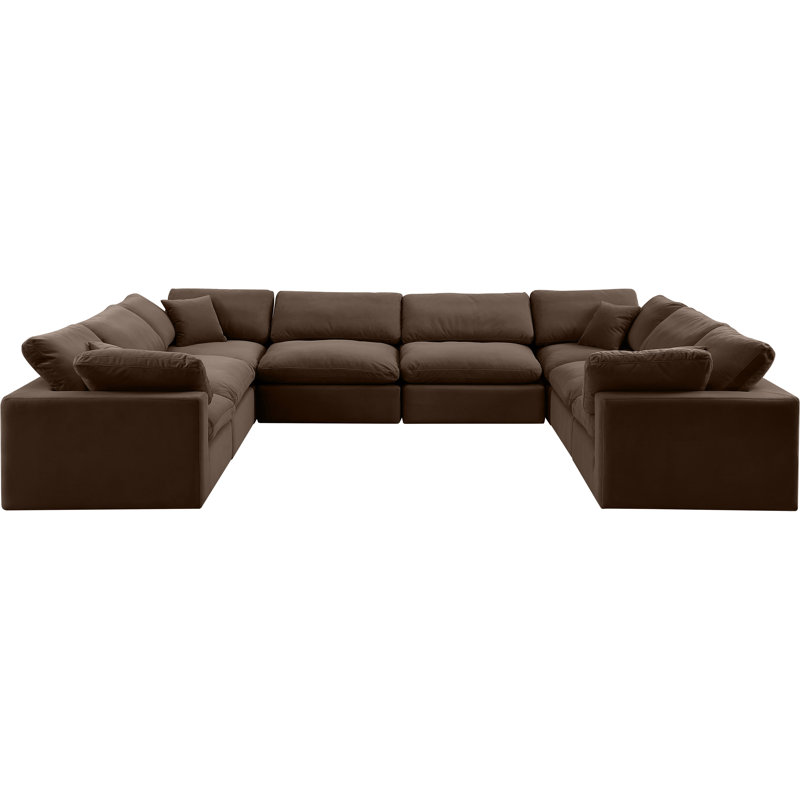 Canapé modulaire réversible en velours de 160 po de large Hutchenson, Velours brun