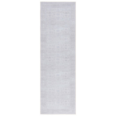 Tucson Vintage Look Machine Washable Non-Slip Area Rug in White/Grey