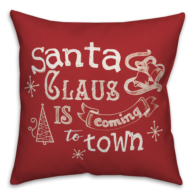  Housse de coussin Santa Claus Is Coming to Town, 16 po x 1 po, Housse de coussin seulement - Insert