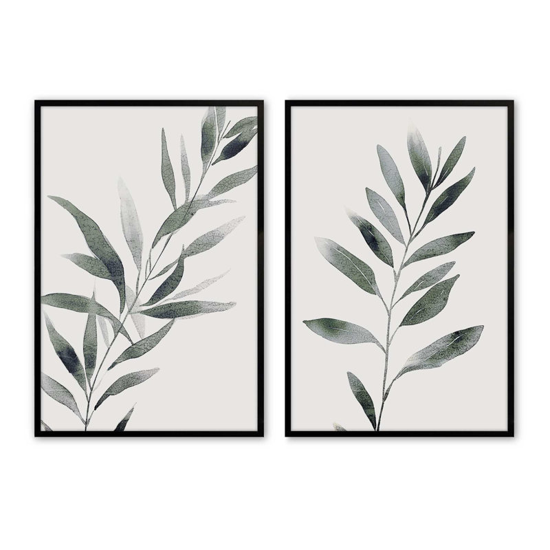 "Monicolore botanique (vert)" par Golden Glow Interiors 2 - Pièces sur papier, H 15 po x l 12 po, Noir satiné