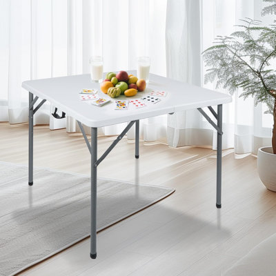 Table carrée pliante 34 ", table de jeu et de table pliante portative 34", blanc