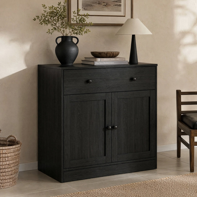 Armoire d'appoint avec tiroir Marta Shaker - l 31,5 po x P 15,7 po x H 31,5 po, Noir