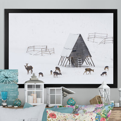 Chevreuils sur la neige - reproduction d'art sur toile traditionnelle