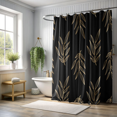 Golden Petals - 1 Piece Standard Shower Curtain