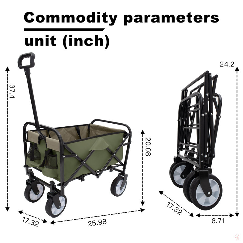 Chariot pliable avec chariot à sangles Minimeetall, Vert d’armée