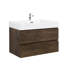 Meuble-lavabo de salle de bain en noyer 36 po - Lavabo, rangement maximum, lisse, poignée, noyer flottant moderne, grand silencieux,