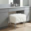 Repose-pieds en fausse fourrure blanche Olivia, 20 po