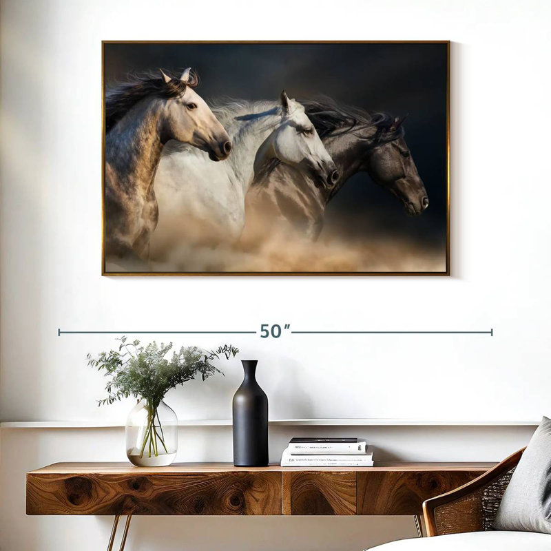 Chevaux magnifiques, Cadre flottant doré, 40 po x 27 po