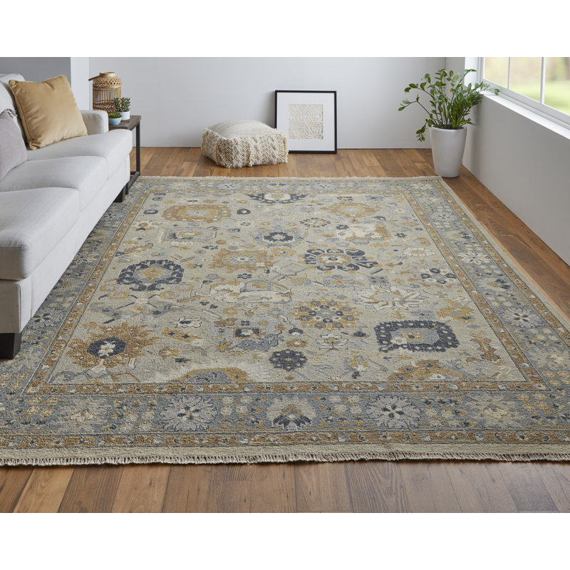 Corbitt Wool Oriental Area Rug in Blue, Rectangle 8'6" x 11'6"