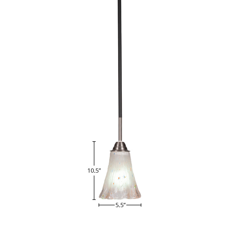 Luminaire suspendu à tige avec verre 5,5 po Achen Paramount, Cristal givré, Noir mat/nickel brossé
