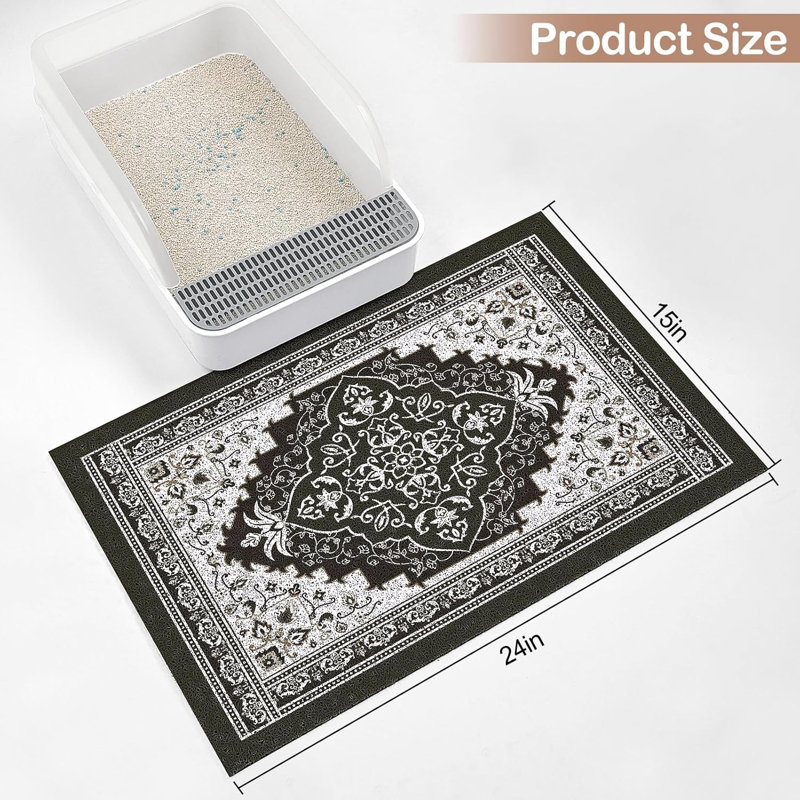 24"x15" Non-Slip Washable Cat Litter Trapping Mat Multi-Use Pet Food Pad