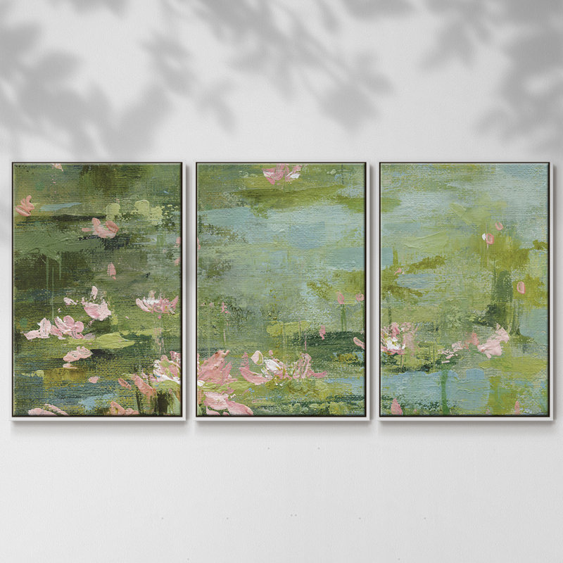 Céladon, reproduction sur toile 3 pièces, H 24 po x l 48 po x P 2 po, Blanc