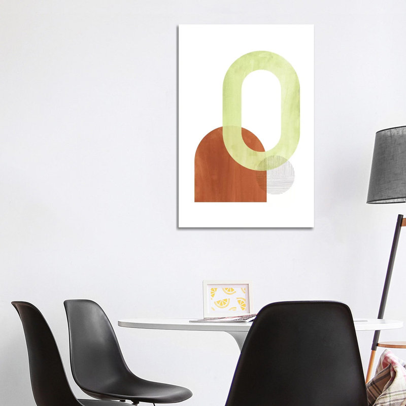 Abstract Terracotta And Green Shapes by Whales Way - Painting on Canvas, 101.6cm H x 66.04cm W x 3.81cm D, Wrapped Canvas