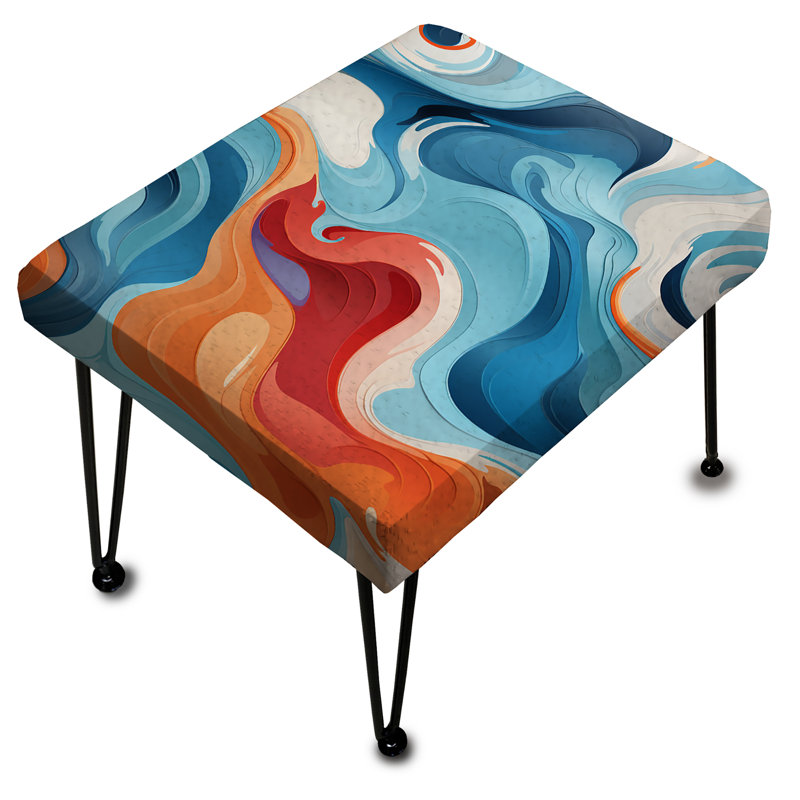 Repose-pieds rectangulaire bleu et orange