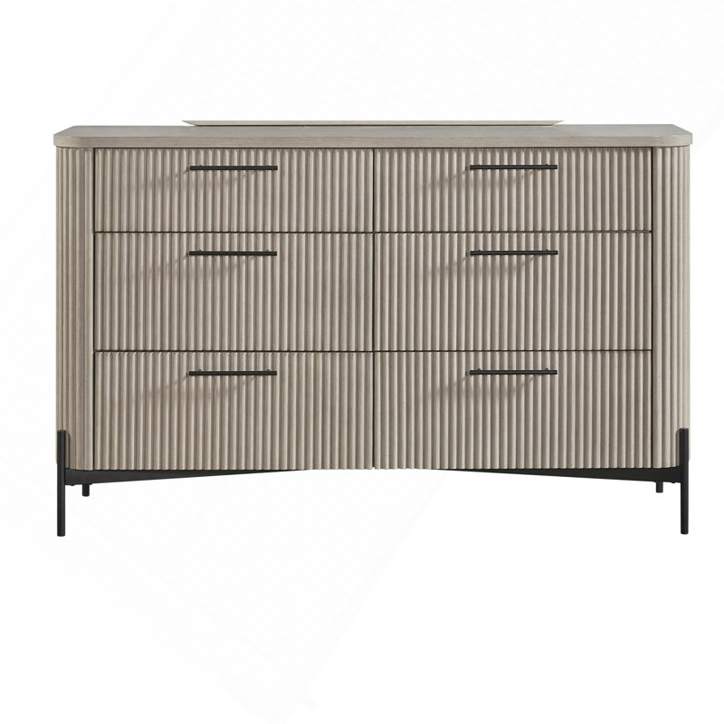 Commode 6 tiroirs de style contemporain, Taupe