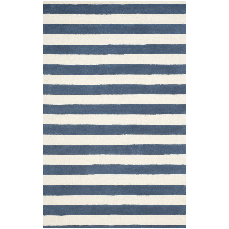 Tapis rayé en laine touffeté à la main Erol, Rectangle 2 pi x 3 pi