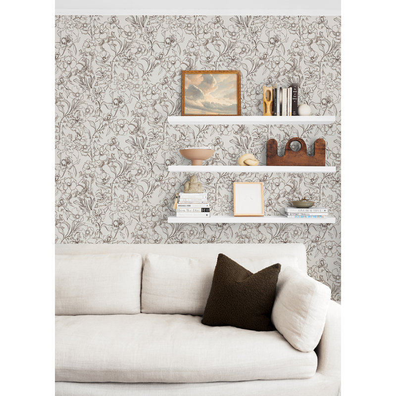 Rouleau de papier peint autocollant L 18 pi x l 20,5 po May Bloom, Brun