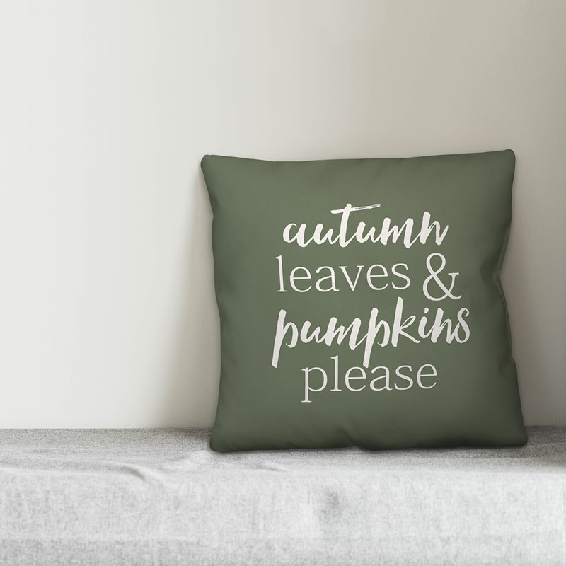  Housse de coussin Autumn Leaves & Pumpkins, 16 po x 1 po, Vert
