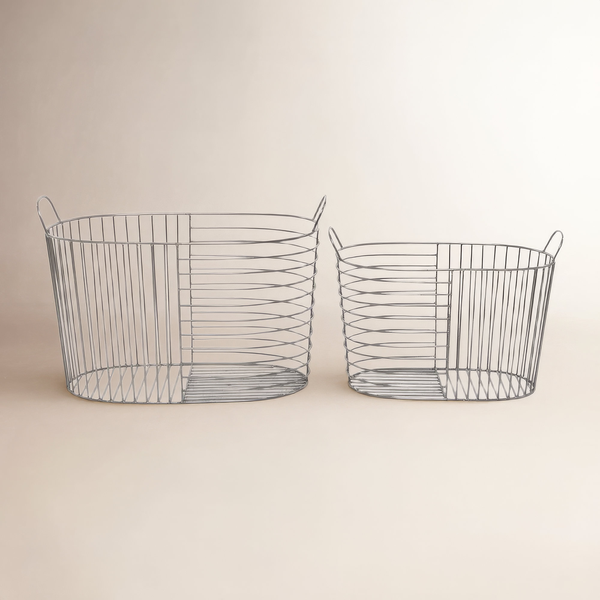 Abbie Metal Decorative Basket - Set of 2, Black, 14.3" H x 20.9" W x 12.5" D