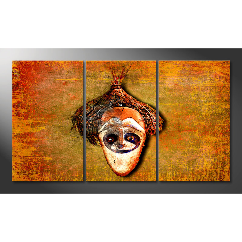 Block Head - Wrapped Canvas Print, 100 cm H x 180 cm W, 3 Piece Canvas Set