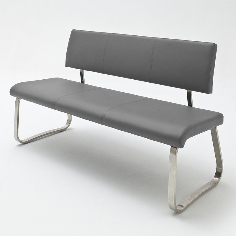 Alday 100% Polyurethane Upholstered Bench, Grey, 86cm H x 175cm W x 59cm D
