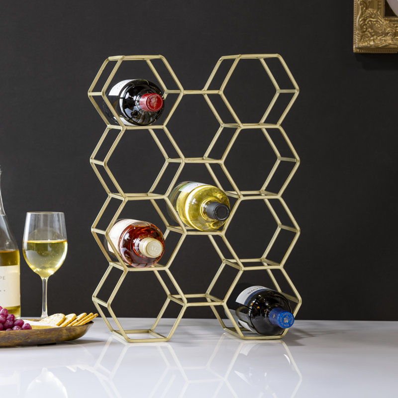 Gold Honeycomb Metal 11 Wine Bottle Holder