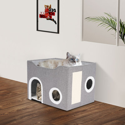 Foldable Cat House, Indoor Cats Bed, Cute Modern Cat Condo