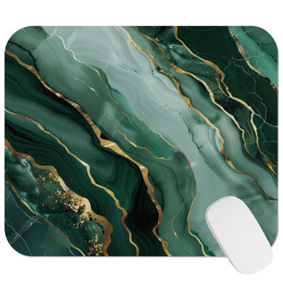 Abstract Green Emerald Marble Geode Dream XVI Modern Gaming Cute Office Laptop Desk Pad Gift Mat Square Rectangle Non-Slip Mousepad