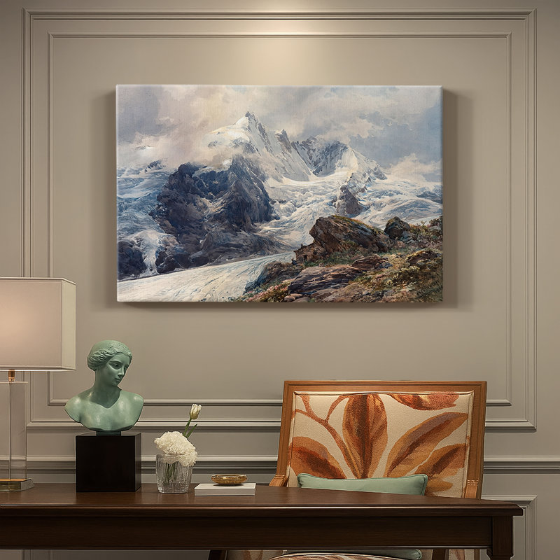 Mountain Landscape with a Glacier-Edward Theodore Compton-Gallery Wrapped Canvas-c. late 19th / early 20th Century, 12 x 18