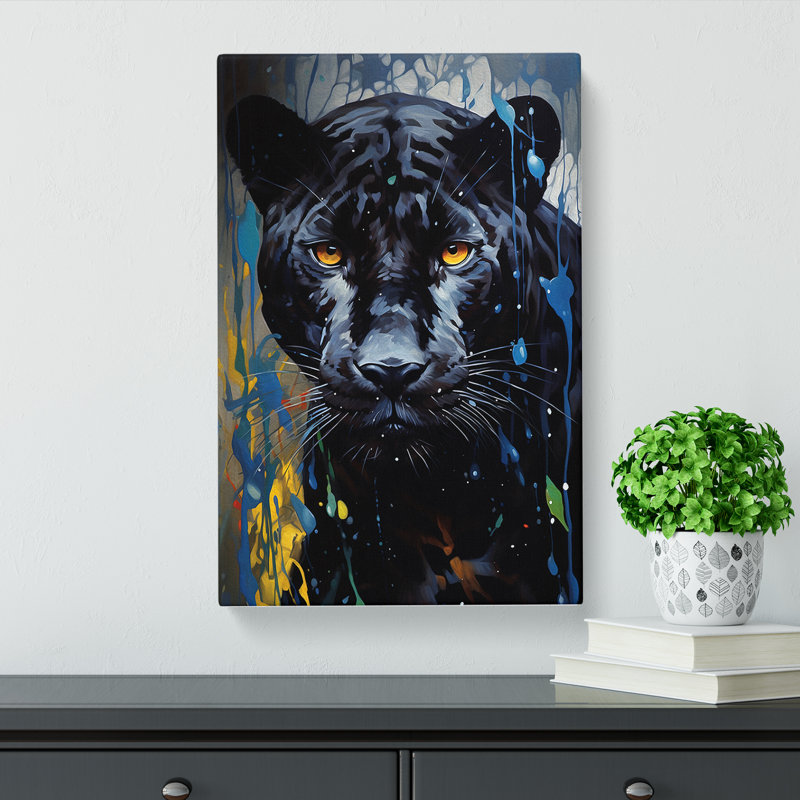 Panther Hard Edge Painting Art - Wrapped Canvas, 50cm H x 35cm W x 3cm D