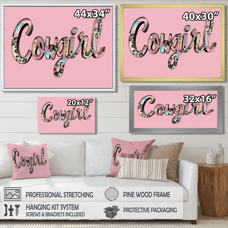 Cowgirl - Cowgirls, art mural, H 12 po x l 20 po x P 1 po, Toile encadrée noire simple