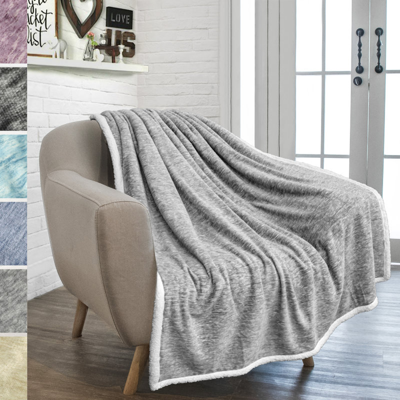 Hand Woven Throw Blanket, 50" W x 60" L, Melange Light Gray