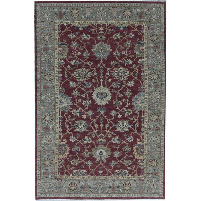 Ziegler Wool Oriental Area Rug in Wine/Beige