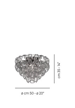 Giogali Ceiling Lamp 50 Crystal Smoky Matt Bronze 1 E26 Ul, Crystal Smoky, Glossy Chrome