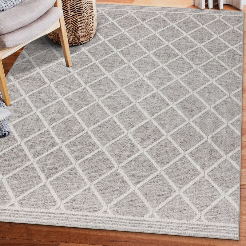 Lusko Tessa Distressed Machine Washable Area Rugs, Rectangle 7'6" x 9'6", Beige Ivory