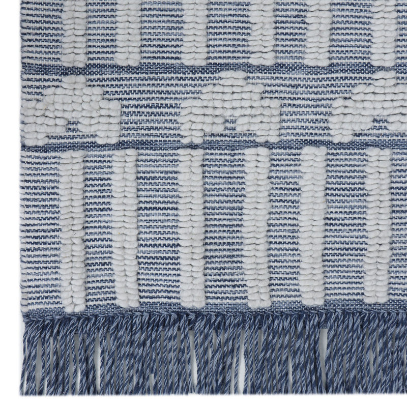 Tapis bleu marocain tissé à la main, Rectangle 10 pi x 14 pi