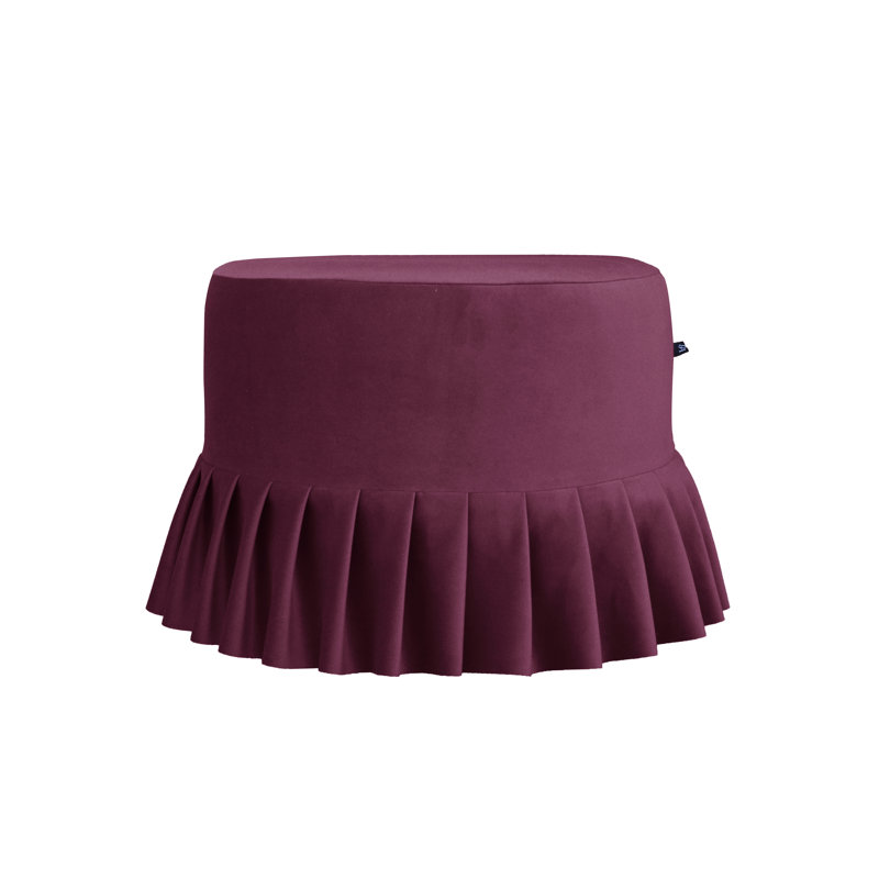 50cm Wide Round Solid Colour Ottoman, Burgundy