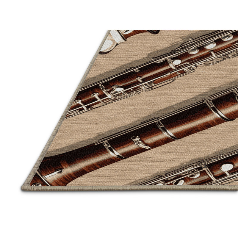 Washable Bassoon Music Area Rug, Runner 2' x 4'