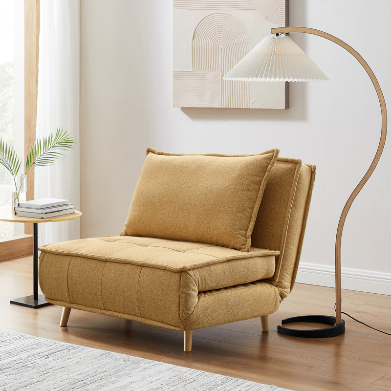 Chaise convertible en polyester Mikell, Natté jaune