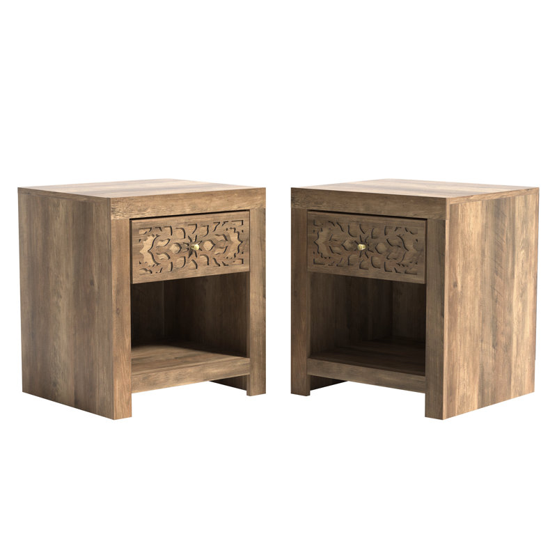 Table de chevet 1 tiroir Lukasik, Chêne noueux
