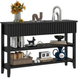 51.18" Console Table With 3 Drawers And Open Storage Shelf