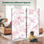 Paravent pliant à 4 panneaux, motif floral royal vintage, oiseaux et fleurs, toile rose pâle, séparateur de pièce autoportant, cloison de protection pour plus d'intimité-134512825-134512827