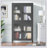 Classic Metal Storage Cabinet With 4 Glass Doors And 4 Shelves, Waffle Grids Tempered Glass For Home And Office