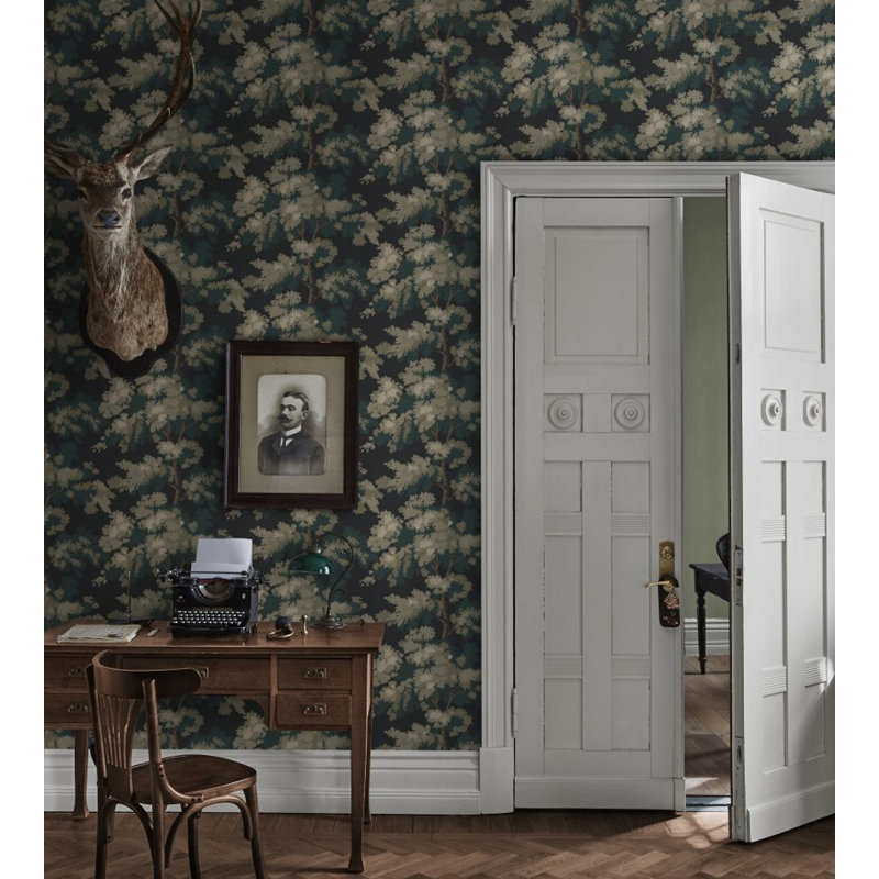 Raphael Floral Wallpaper Roll by Sandberg, Black