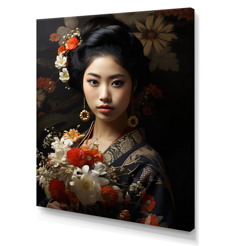Asian Art Geishas Grace V - Asian Canvas Print, Toile tendue, H 40 po x l 30 po x P 1,5 po