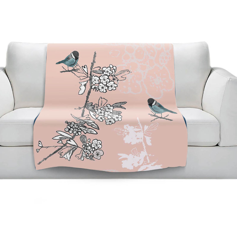 Couverture sherpa tit à oiseau doux blue, l 68 po x L 80 po