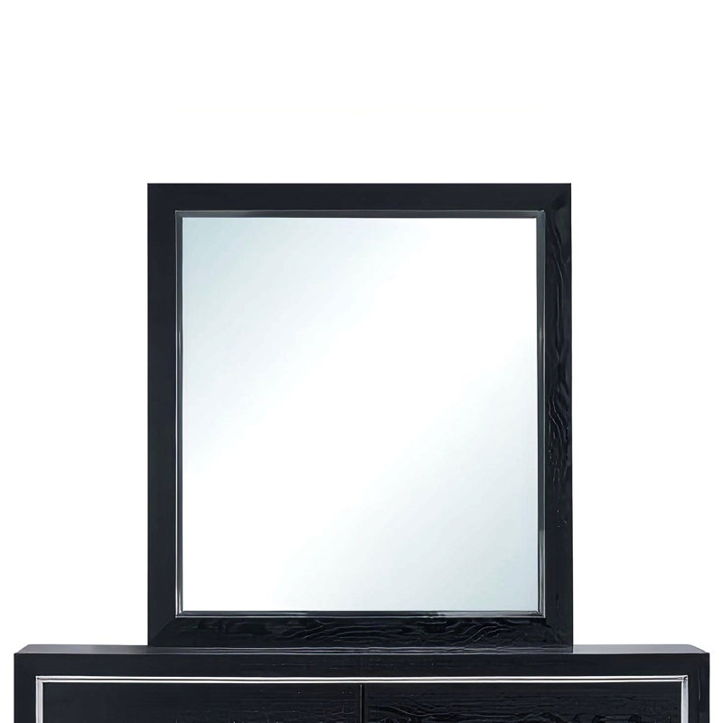 Mirror With Black Frame For Bedroom, Cloakroom, 40" x 36", Black, Rectangle