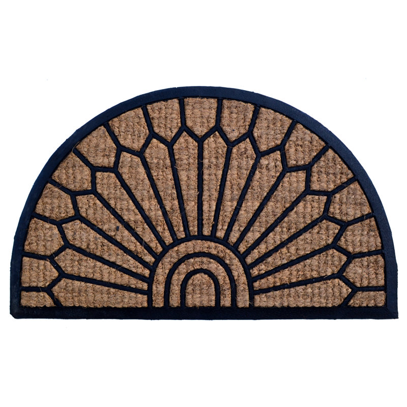 Lily 30 po x 18 po tapis de porte extérieur antidérapant Needville, Demi-cercle 1 pi 6 po x 2 pi 6 po