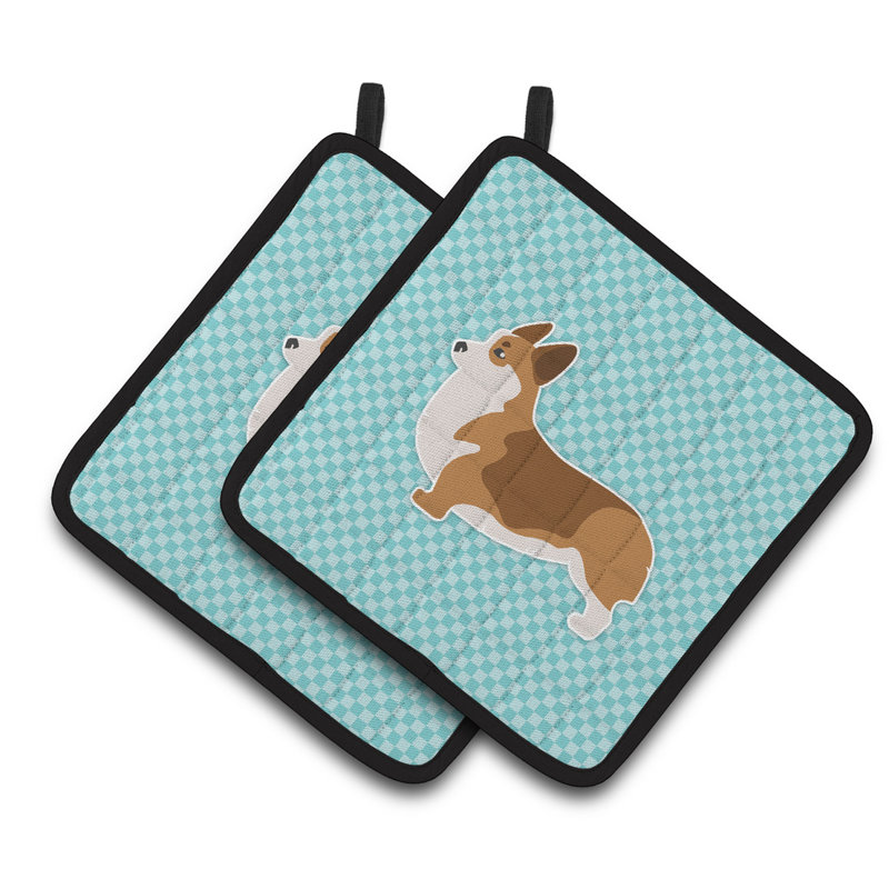 Red Barrel Studio® Gingham Polyester Potholder Set, Blue