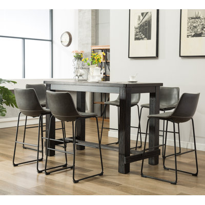 Telsha 6 - Person Solid Wood Solid Wood Top Four Leg Dining Set